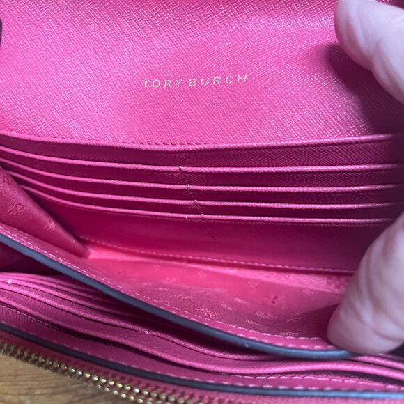 Tory Burch Pink Saffiano Leather Wallet on Chain Crossbody Bag FREE SHIPPING - Picture 7 of 9